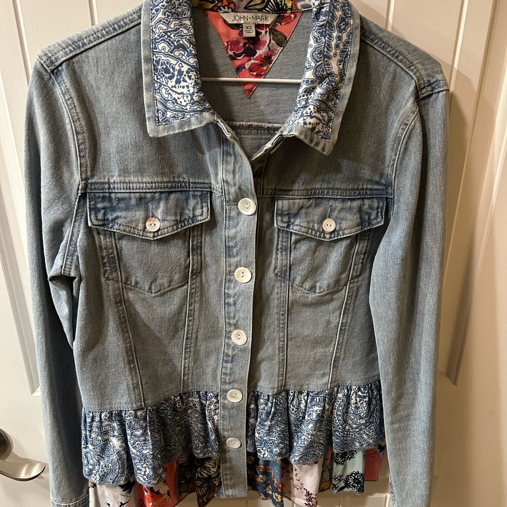 John Mark Denim Jacket with Blue and Red Accents